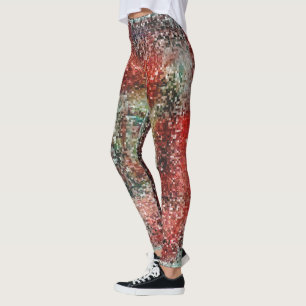 Ladrilho vermel manchado com tinta spray leggings