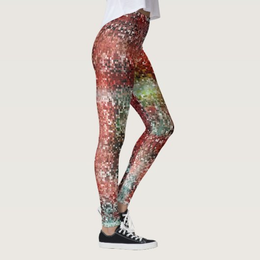 Ladrilho vermel manchado com tinta spray leggings (Rechts)