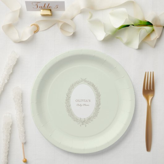 Laduree Franse Café Patisserie Baby shower Groen Papieren Bordje (Huwelijk)