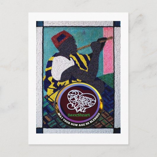 Ladwerk & handcut scrollzaag werk 5"x7" verjaardag briefkaart (Voorkant)