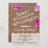 Lady 90th Surprise Anniversaire Carte d'invitation (Devant / Derrière)