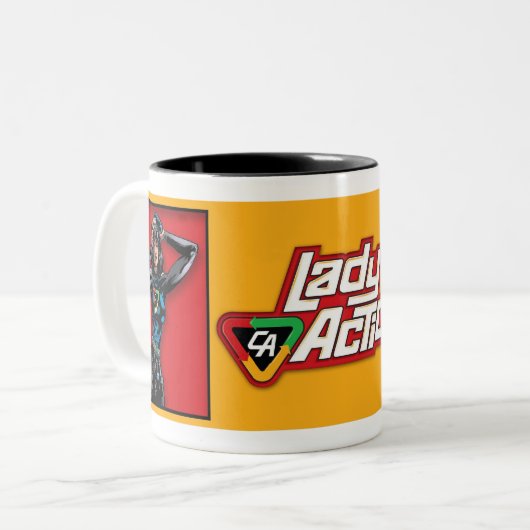 Lady Action-Mok Tweekleurige Koffiemok (Voorkant links)