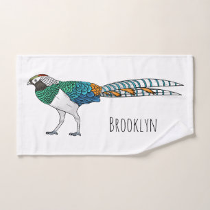 Lady Amherst's fazant vogel cartoon illustratie Bad Handdoek