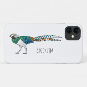 Lady Amherst's fazant vogel cartoon illustratie iPhone 11 Hoesje