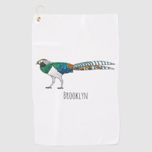 Lady Amherst's fazant vogel cartoon illustratie Golfhanddoek
