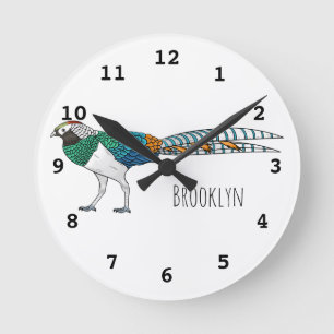 Lady Amherst's fazant vogel cartoon illustratie Ronde Klok
