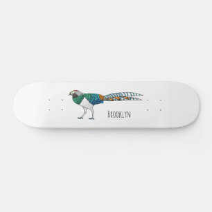 Lady Amherst's fazant vogel cartoon illustratie Skateboard