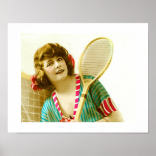 Lady and tennis poster