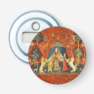 Lady and The Unicorn Middeleeuwse Wandtapijt: Fran Button Flesopener