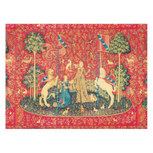 LADY AND UNICORN, FANTASY FLOWERS, DIEREN, PLANTAA TAFELKLEED