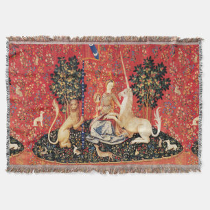 LADY AND UNICORN Lion, Fantasy Flowers, Animals Deken