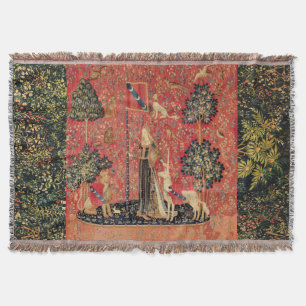 LADY AND UNICORN Lion, Fantasy Flowers, Animals Deken