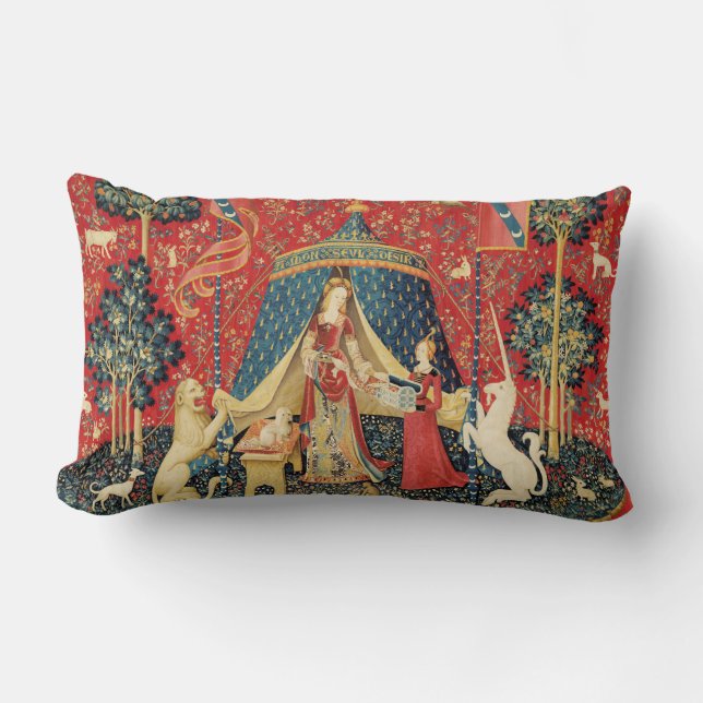 LADY AND UNICORN Lion, Fantasy Flowers, Animals Kussen (Voorkant)