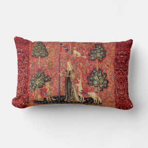 LADY AND UNICORN Lion, Fantasy Flowers, Animals Kussen