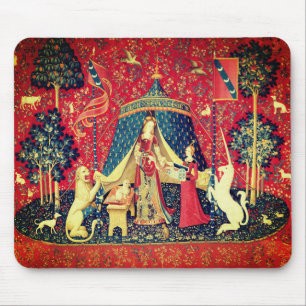 LADY AND UNICORN Lion, Fantasy Flowers, Animals Muismat
