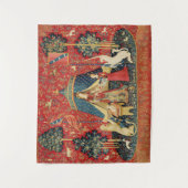 LADY AND UNICORN Lion, Fantasy Flowers, Animals Wandkleed (Voorkant)