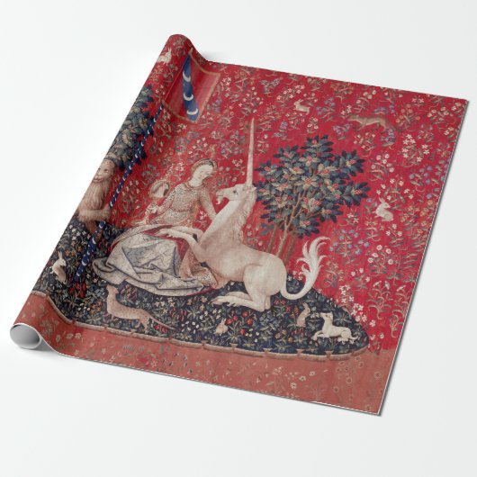 Lady and Unicorn Medieval Tapestry Sight Cadeaupapier (Uitgerold)