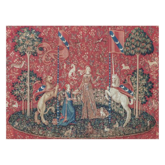Lady and Unicorn Medieval Tapestry Taste Tafelkleed (Voorkant (Horizontaal))