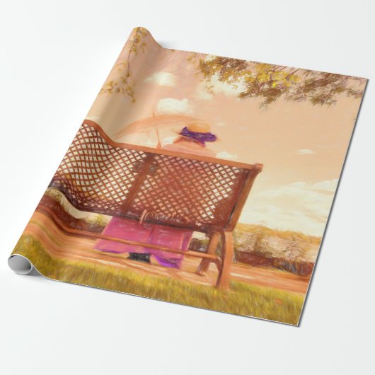 Lady Antiek Oud Paarse Roze Pastel Cadeaupapier (Uitgerold)