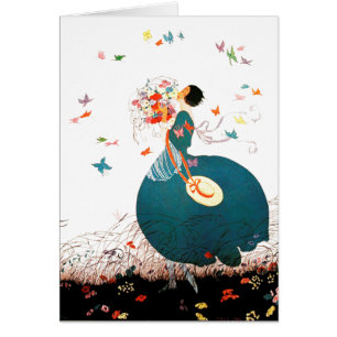 LADY AVEC BOUQUET FLEURIER ET BOUTTERFLITS