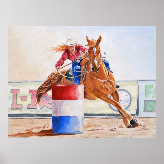 Lady Barrel Racer. Westerne prijsvraag. Poster (Voorkant)