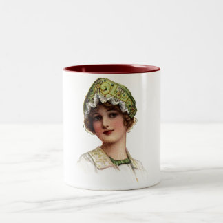 Lady Bead en Lace Bonnet Tweekleurige Koffiemok