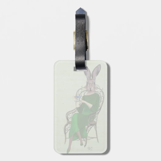 Lady Bella Rabbit met Tea 3 Bagagelabel (Achterkant verticaal)
