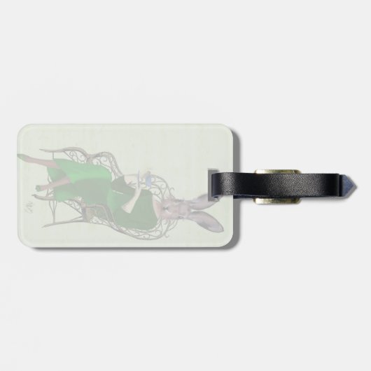 Lady Bella Rabbit met Tea 3 Bagagelabel (Achterkant horizontaal)