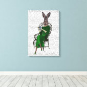 Lady Bella Rabbit met Tea Canvas Afdruk (Insitu (Houten vloer))