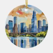 Lady Bird Lake Austin Waterverf Keramisch Ornament (Voorkant)