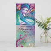 LADY BLUE MASK Elegant Masquerade Feest Programma (Staand voorkant)