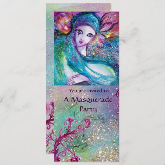 LADY BLUE MASK Elegant Masquerade Feest Programma (Voorkant / Achterkant)