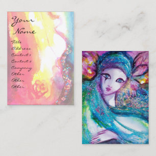 LADY BLUE MASK Venetiaanse Maskerade Roze Goud Roo Visitekaartje