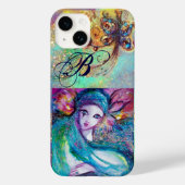LADY BLUE MASK VENETIAN MASQUERADE MONOGRAM Case-Mate iPhone CASE (Achterkant)