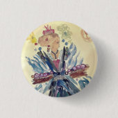 LADY BLUE (WATERVERF) BROOCH RONDE BUTTON 3,2 CM (Voorkant)