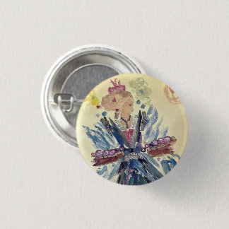 LADY BLUE (WATERVERF) BROOCH RONDE BUTTON 3,2 CM