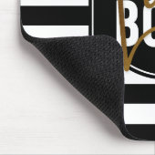 Lady Boss - Black-White en Gold Stripe Mousepad Muismat (Hoek)