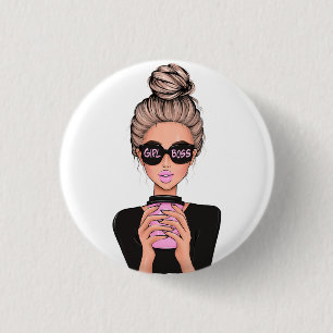 Lady Boss Life, Boss Babe Woman, Girl Boss Sterlin Ronde Button 3,2 Cm