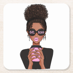 Lady Boss Life, Boss Babe Woman, Girl Boss Vierkante Kartonnen Onderzetter