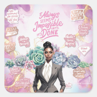 Lady Boss Motivatie prestatie Vierkante Sticker