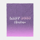 Lady Boss op roze paarse glitter Fleece Deken (Voorkant)