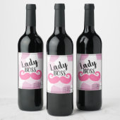 Lady Boss / Roze snor Wijn Etiket (Flessen)