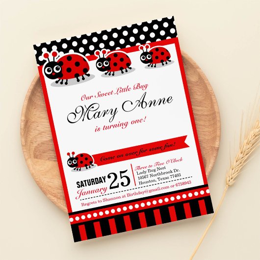 Lady Bug Anniversaire Fête Invitation