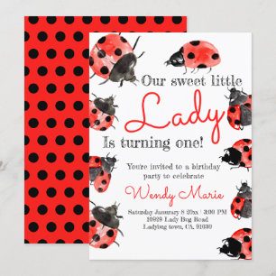 Lady bug anniversaire fille invitation