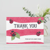 Lady Bug Baby shower Dank u Bedankkaart (Staand voorkant)