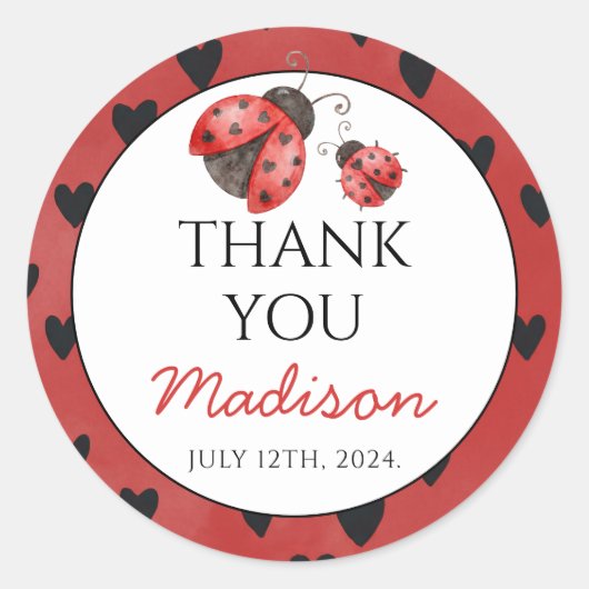 Lady Bug Baby Shower  Ronde Sticker (Voorkant)