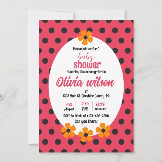 LADY BUG BABY SHOWER UITNODIGING (Voorkant)