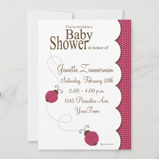 Lady Bug Baby shower Uitnodiging (Voorkant)