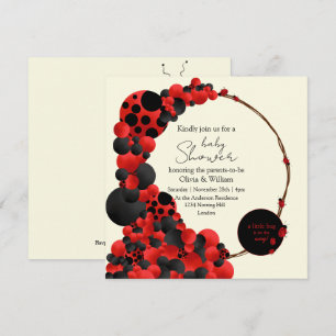 Lady Bug-Bird-Baby shower-Theme partijuitnodiging Kaart