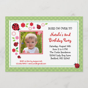 Lady Bug Birthday Fotouitnodiging Kaart